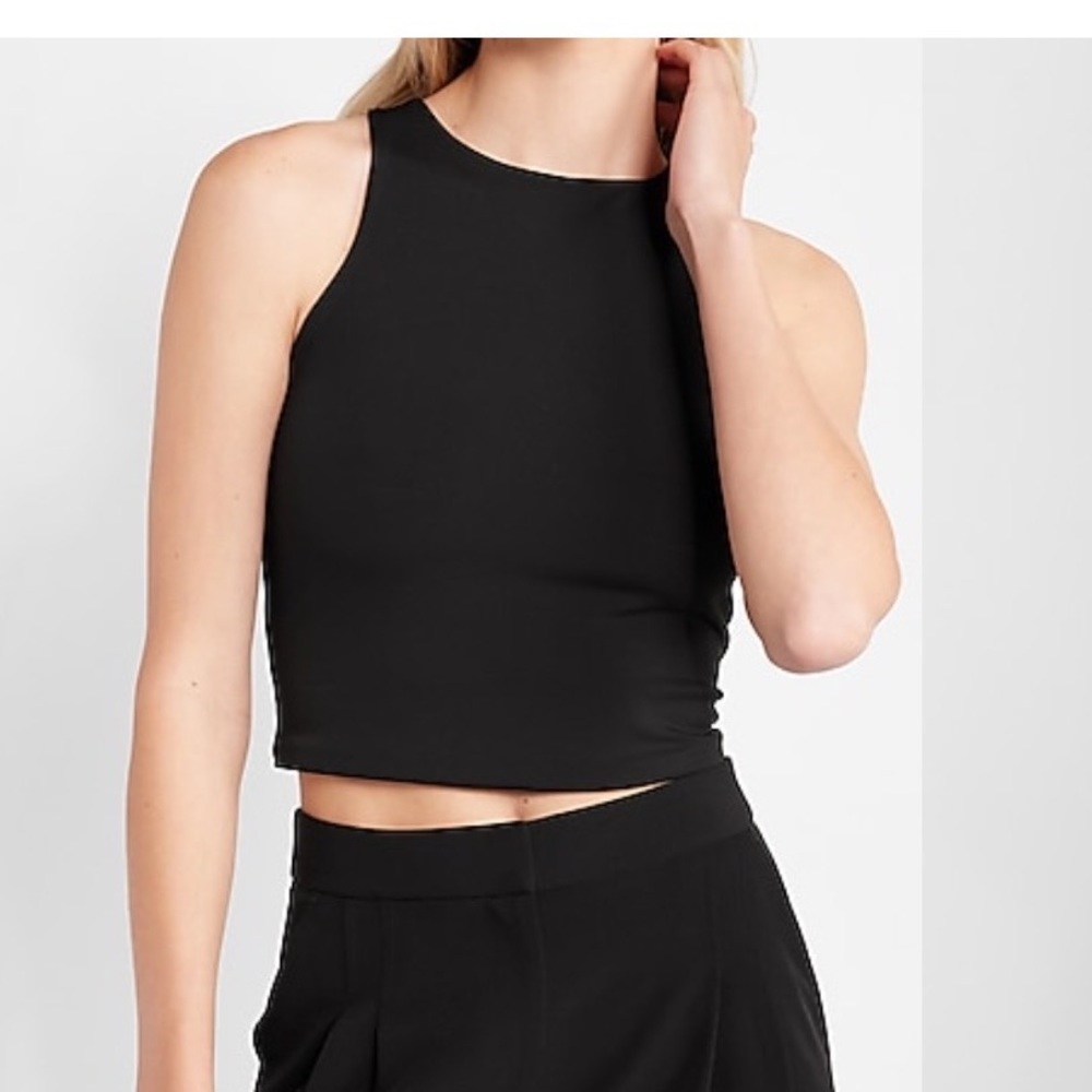 Express ‘body contour matte high neck cropped tank’ size S